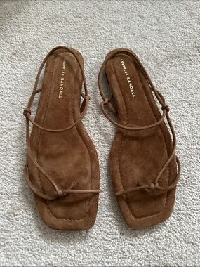 Loeffler Randall Eleanor Cacao Suede Knotted Wrap Sandals